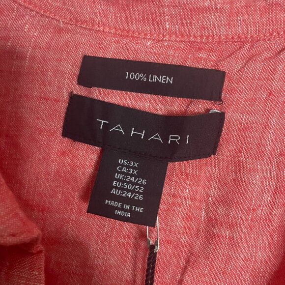 (2) Tahari linen tunic tops blouse 3X blue/peach women's NEW - Picture 11 of 16